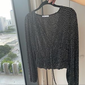 Zara polka dot v neck blouse